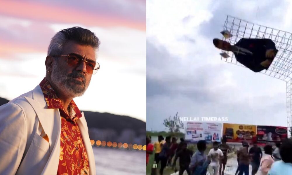 Ajith Kumar’s huge cut-out for ‘Good Bad Ugly’ collapses; causes panic among fans
