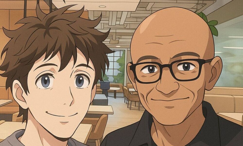 Sam Altman reimagines Satya Nadella’s OpenAI visit in Studio Ghibli style, Microsoft CEO responds | Mint